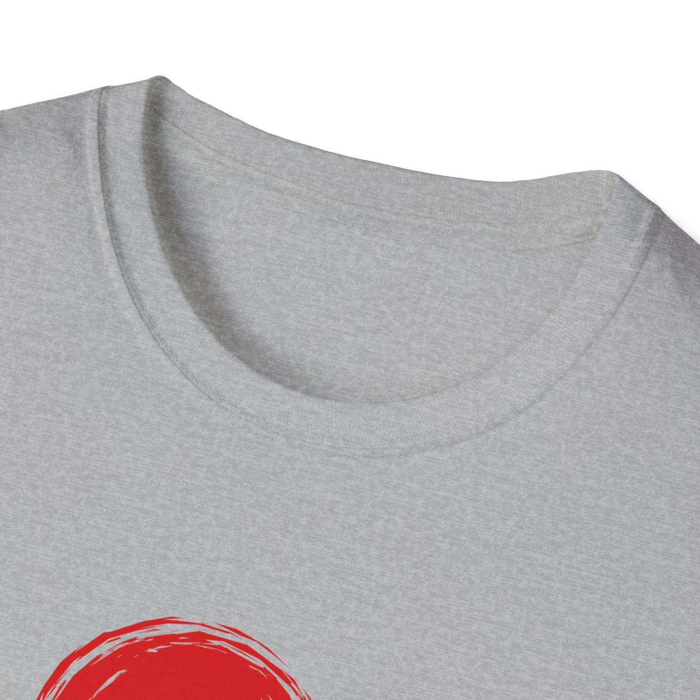 Unisex Softstyle T-Shirt with Red Symbol, Casual Tee, Everyday Wear, Gift for Art Lovers, Japanese Aesthetic Fashion