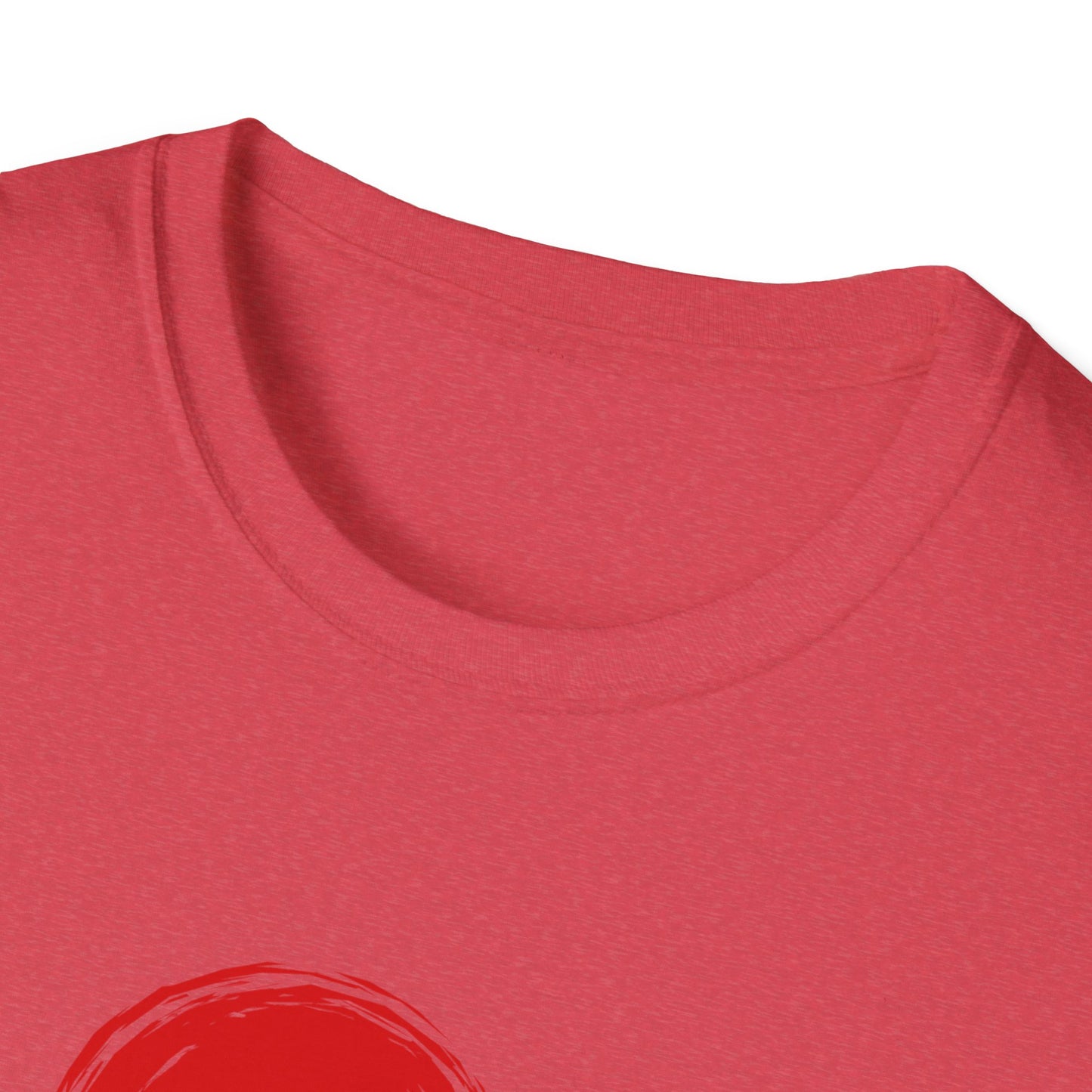 Unisex Softstyle T-Shirt with Red Symbol, Casual Tee, Everyday Wear, Gift for Art Lovers, Japanese Aesthetic Fashion