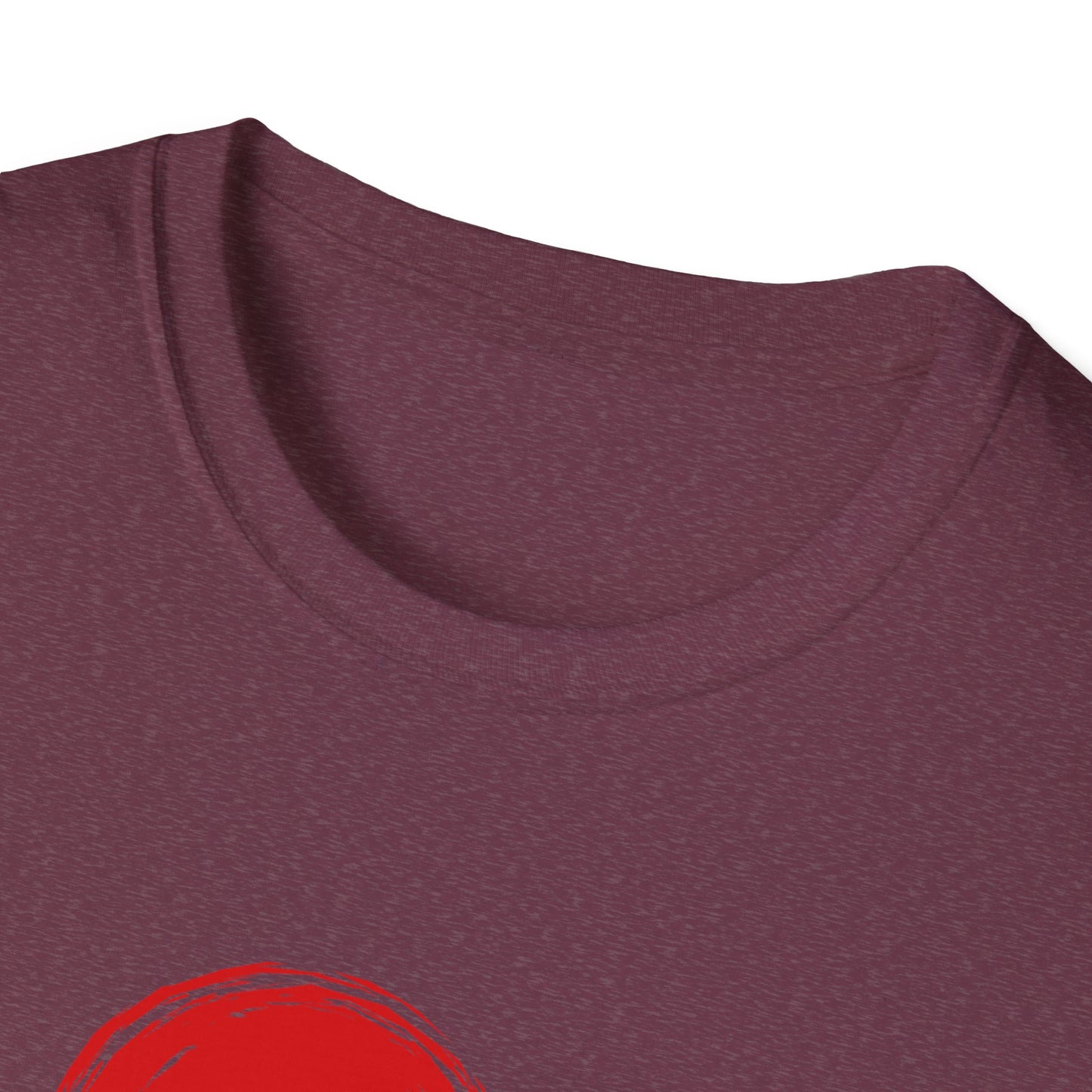 Unisex Softstyle T-Shirt with Red Symbol, Casual Tee, Everyday Wear, Gift for Art Lovers, Japanese Aesthetic Fashion