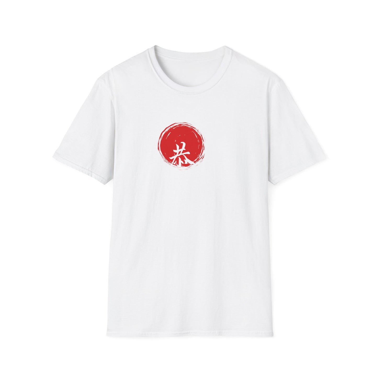 Unisex Softstyle T-Shirt with Red Symbol, Casual Tee, Everyday Wear, Gift for Art Lovers, Japanese Aesthetic Fashion