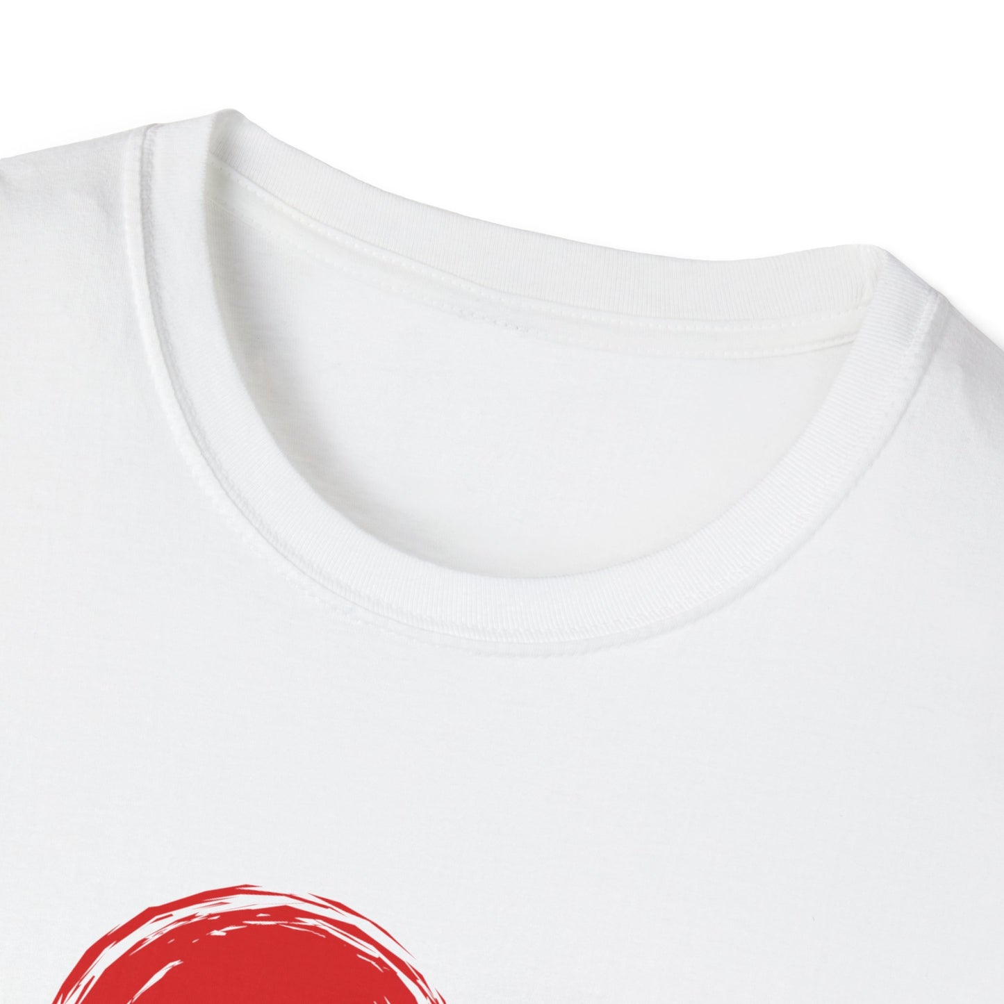 Unisex Softstyle T-Shirt with Red Symbol, Casual Tee, Everyday Wear, Gift for Art Lovers, Japanese Aesthetic Fashion