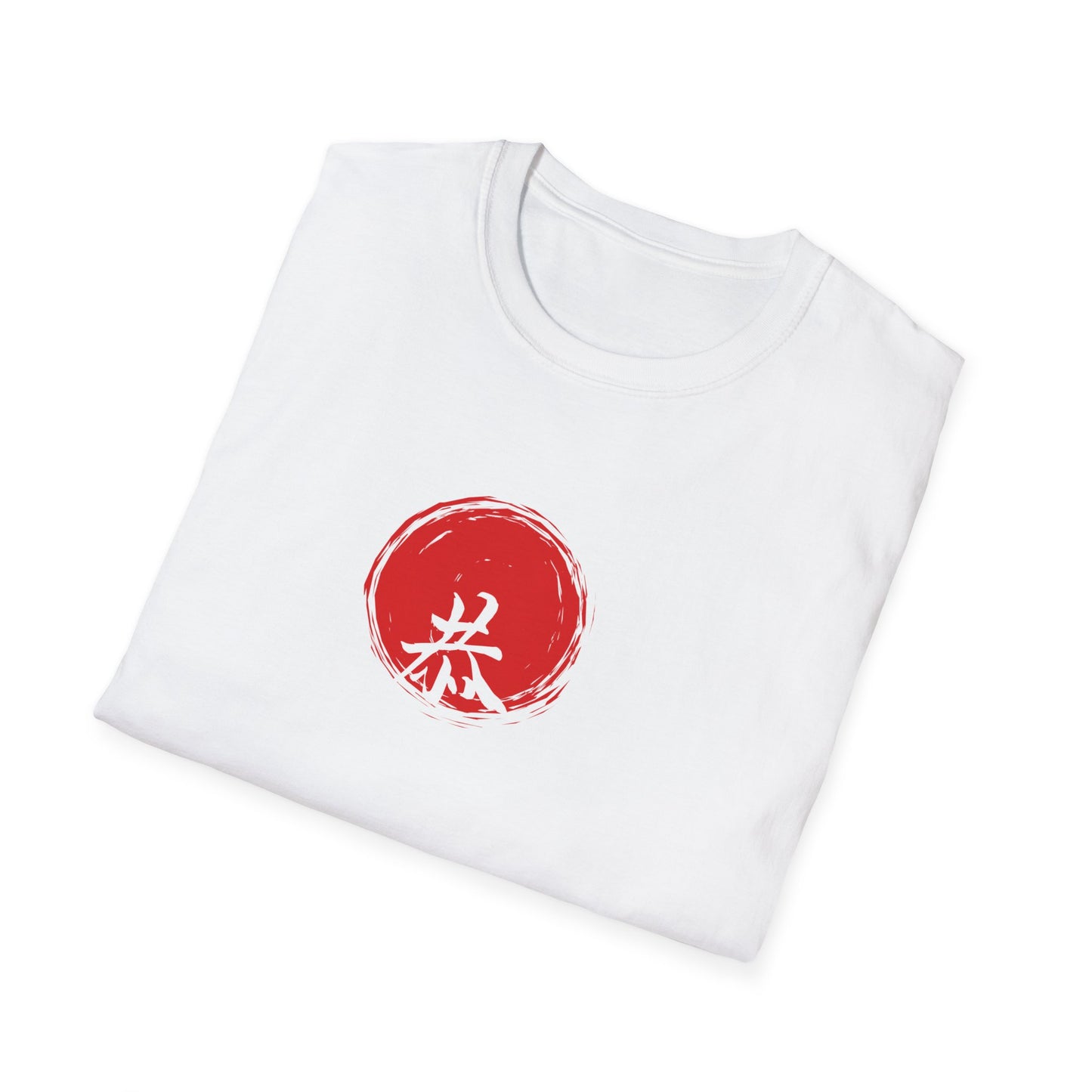 Unisex Softstyle T-Shirt with Red Symbol, Casual Tee, Everyday Wear, Gift for Art Lovers, Japanese Aesthetic Fashion