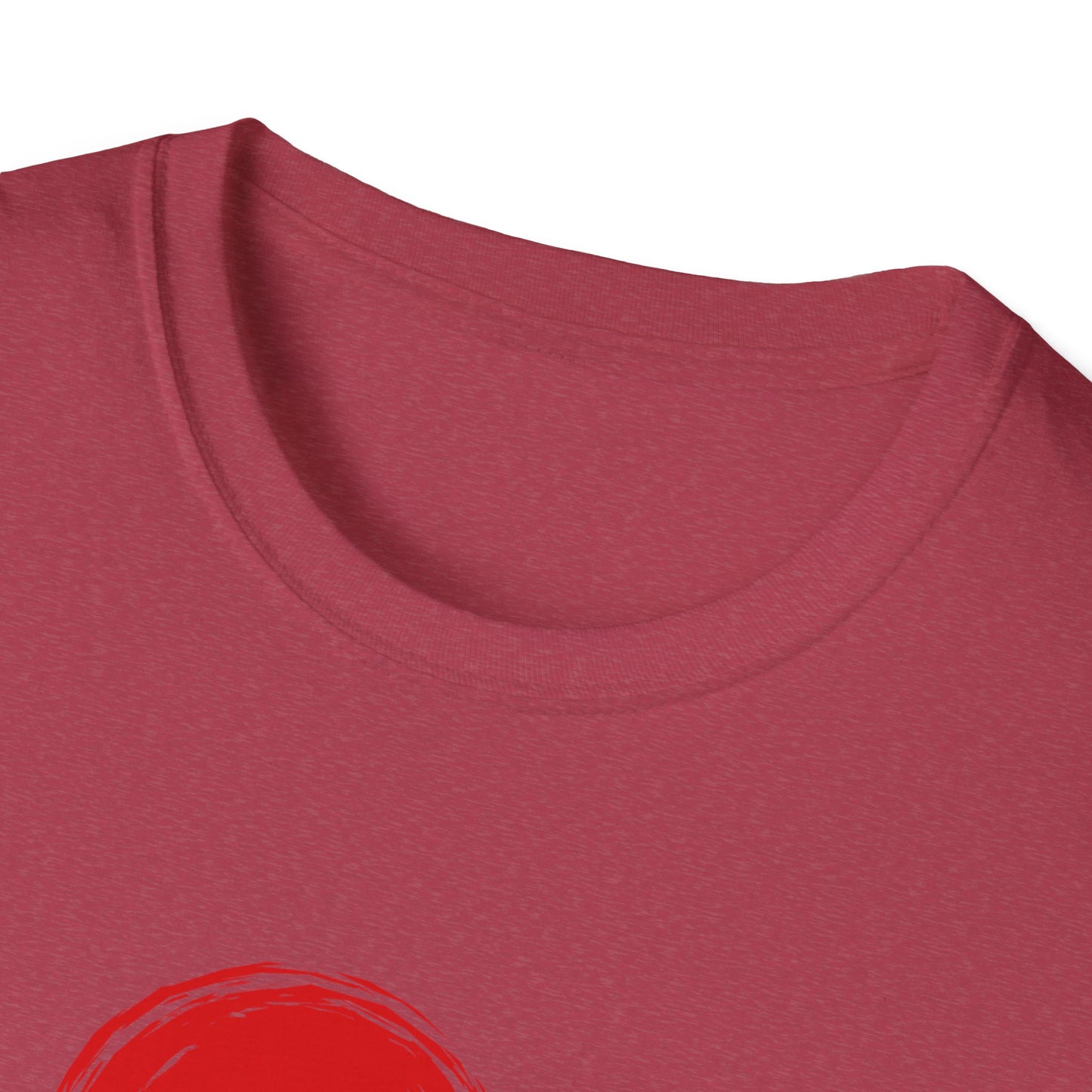 Unisex Softstyle T-Shirt with Red Symbol, Casual Tee, Everyday Wear, Gift for Art Lovers, Japanese Aesthetic Fashion