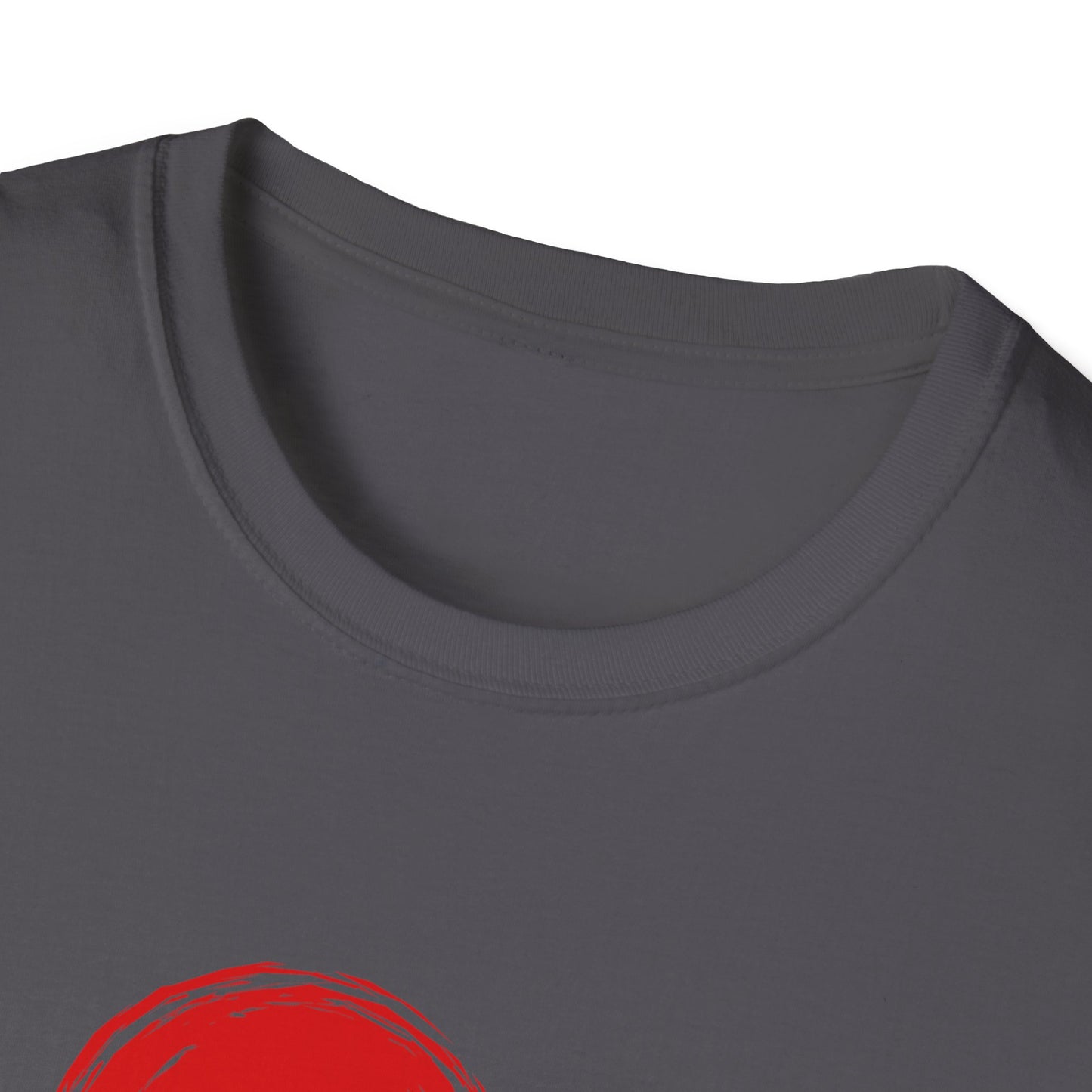 Unisex Softstyle T-Shirt with Red Symbol, Casual Tee, Everyday Wear, Gift for Art Lovers, Japanese Aesthetic Fashion